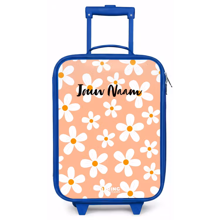 Kinderkoffer - Blauw - Madeliefjesmania perzik — 1