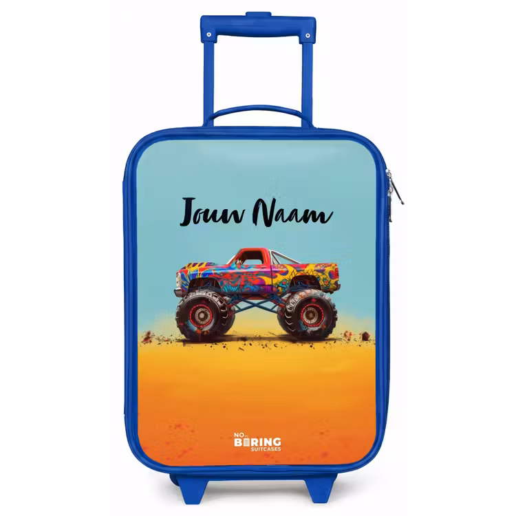 Kinderkoffer - Blauw - Monstertruck met Graffiti Print in het Zand — 1