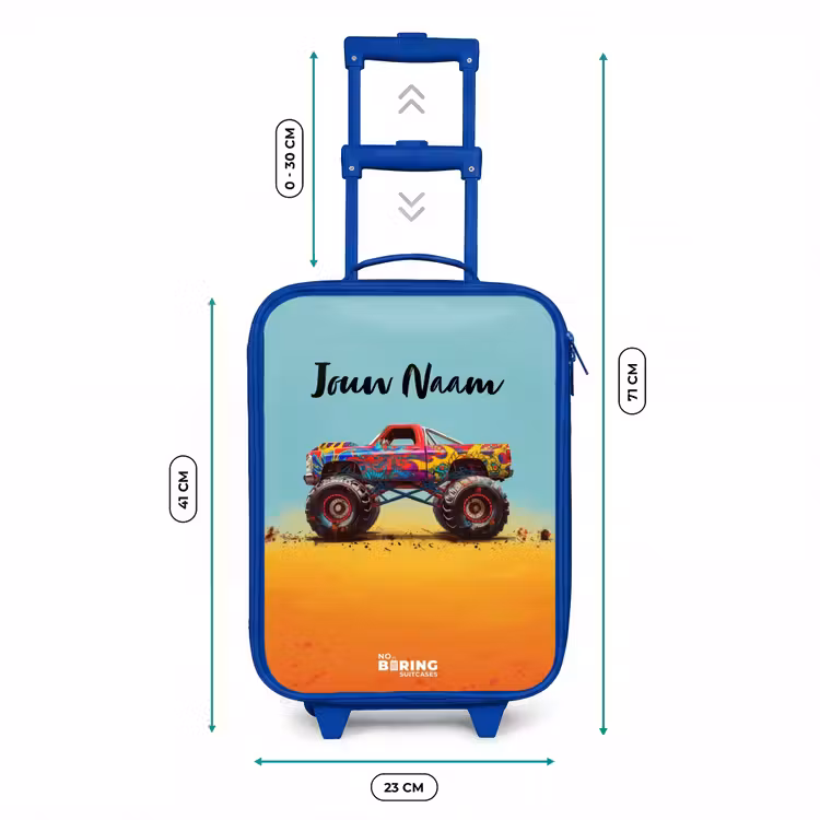Kinderkoffer - Blauw - Monstertruck met Graffiti Print in het Zand — 6