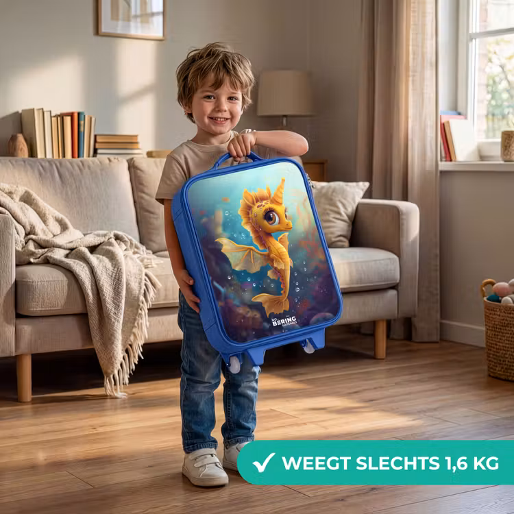 Kinderkoffer - Blauw - Oranje zeepaardje in het water — 2