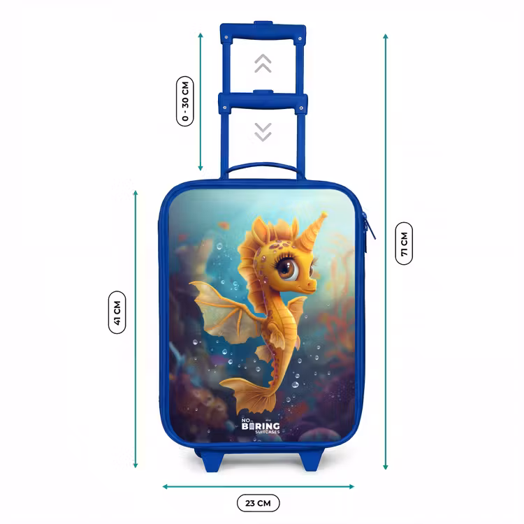 Kinderkoffer - Blauw - Oranje zeepaardje in het water — 6