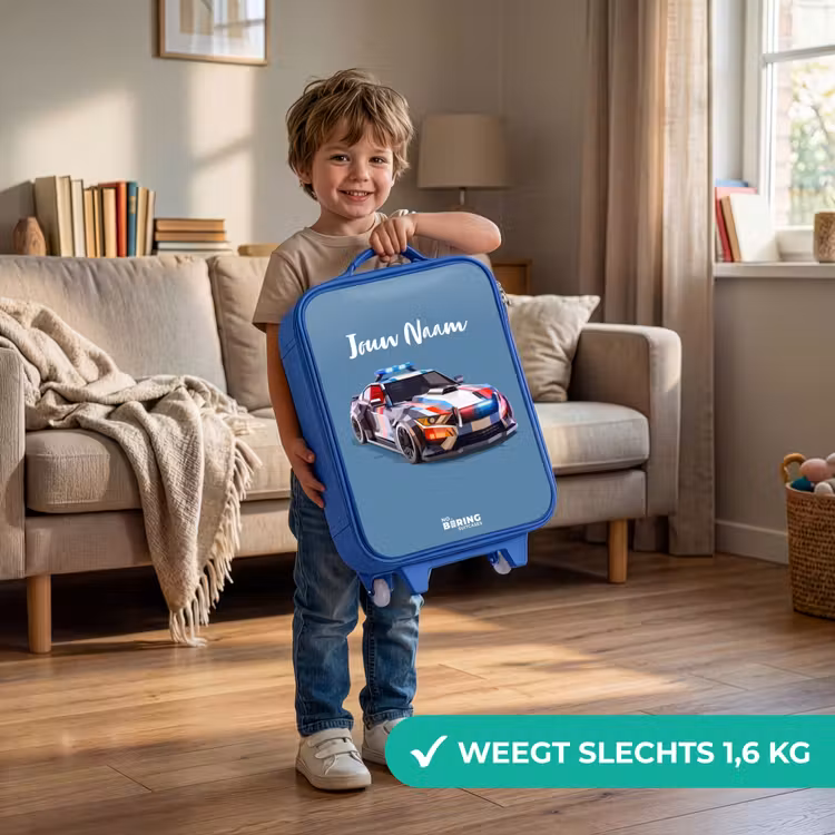 Kinderkoffer - Blauw - Pijlsnelle politieauto — 2