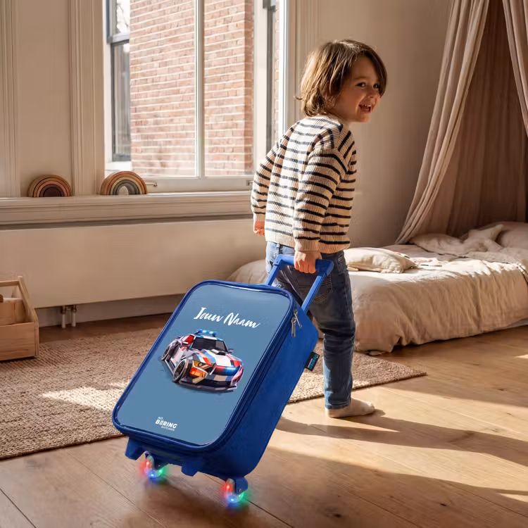 Kinderkoffer - Blauw - Pijlsnelle politieauto — 3
