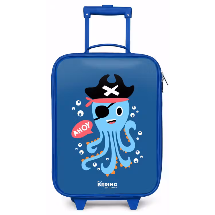 Kinderkoffer - Blauw - Piraten octopus met een hoed — 1