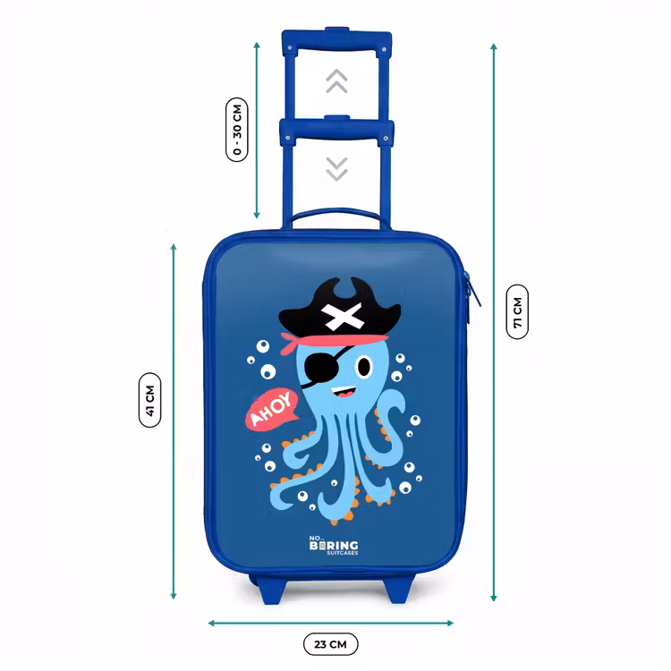 Kinderkoffer - Blauw - Piraten octopus met een hoed — 6
