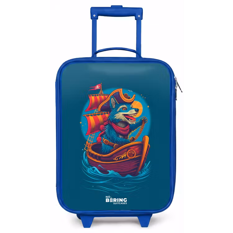 Kinderkoffer - Blauw - Piraten wasbeer op een boot — 1