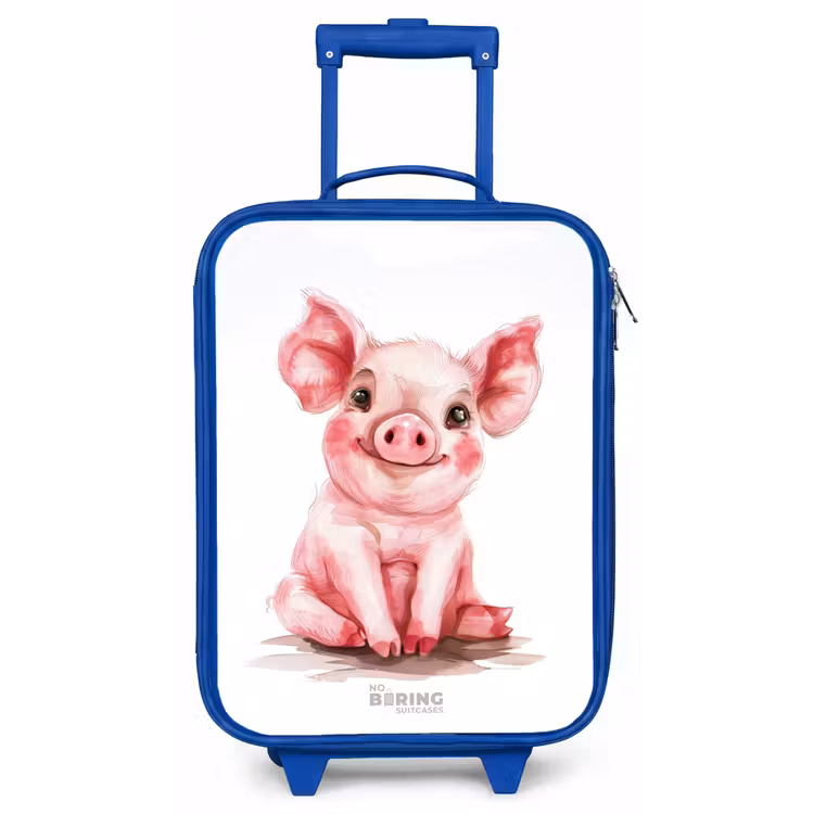 Kinderkoffer - Blauw - Roze baby varken — 1