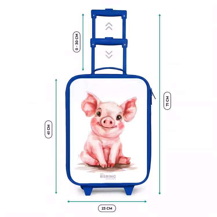 Kinderkoffer - Blauw - Roze baby varken — 6