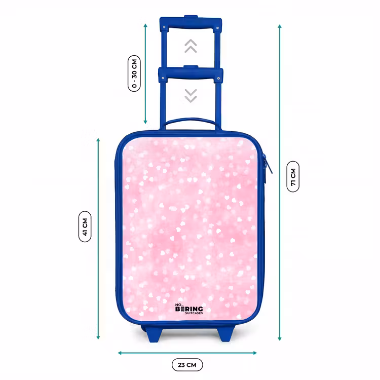 Kinderkoffer - Blauw - Roze glitter hartjes — 6