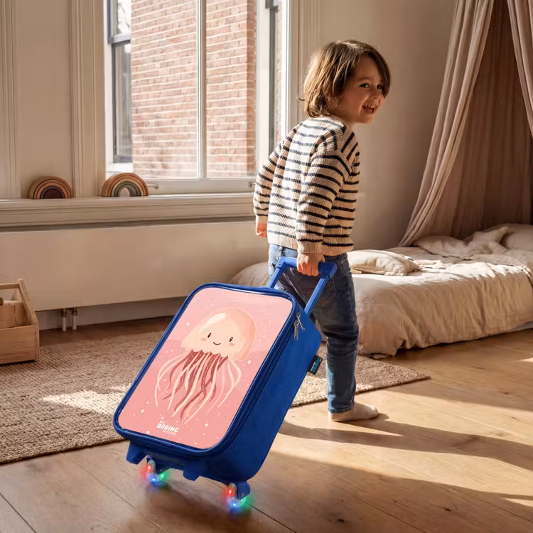 Kinderkoffer - Blauw - Roze kwal met gezicht — 3