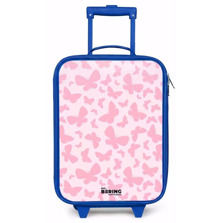 Kinderkoffer - Blauw - Roze vlinders — 1