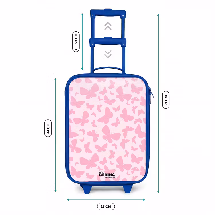Kinderkoffer - Blauw - Roze vlinders — 6