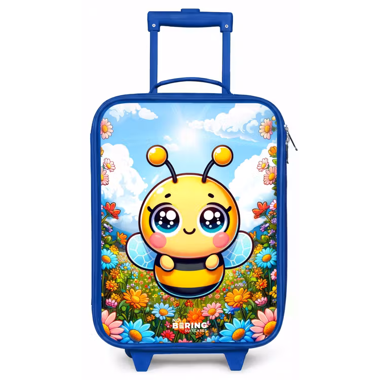 Kinderkoffer - Blauw - Schattige bij tussen de bloemen — 1