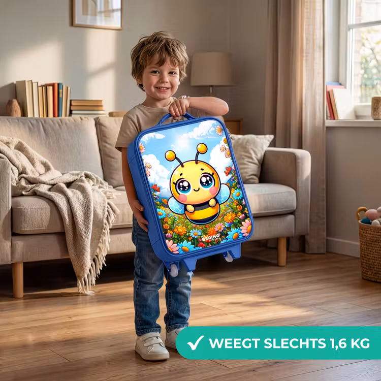 Kinderkoffer - Blauw - Schattige bij tussen de bloemen — 2