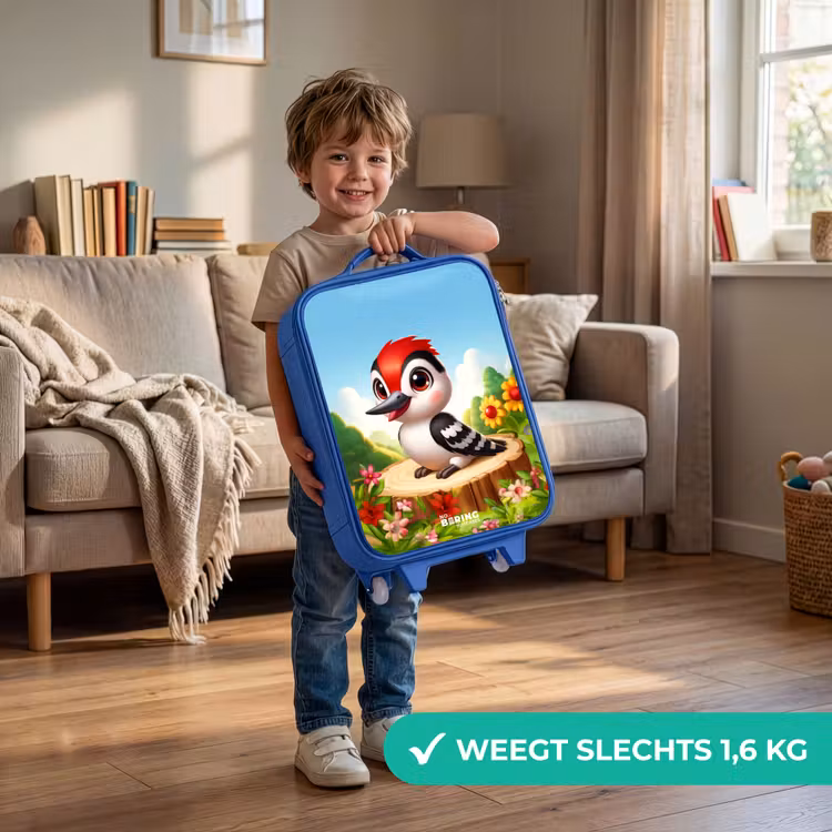 Kinderkoffer - Blauw - Specht op en boomstronk — 2