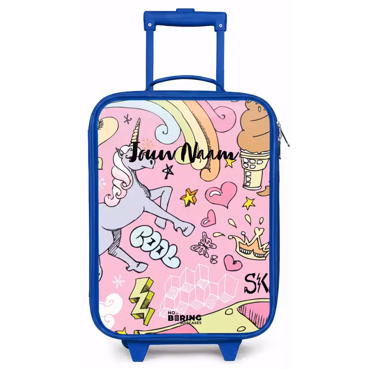 Kinderkoffer - Blauw - Unicorn doodles — 1