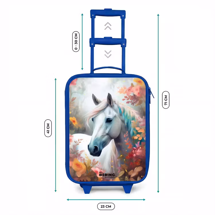 Kinderkoffer - Blauw - Wit paard omringd door bloemen — 6