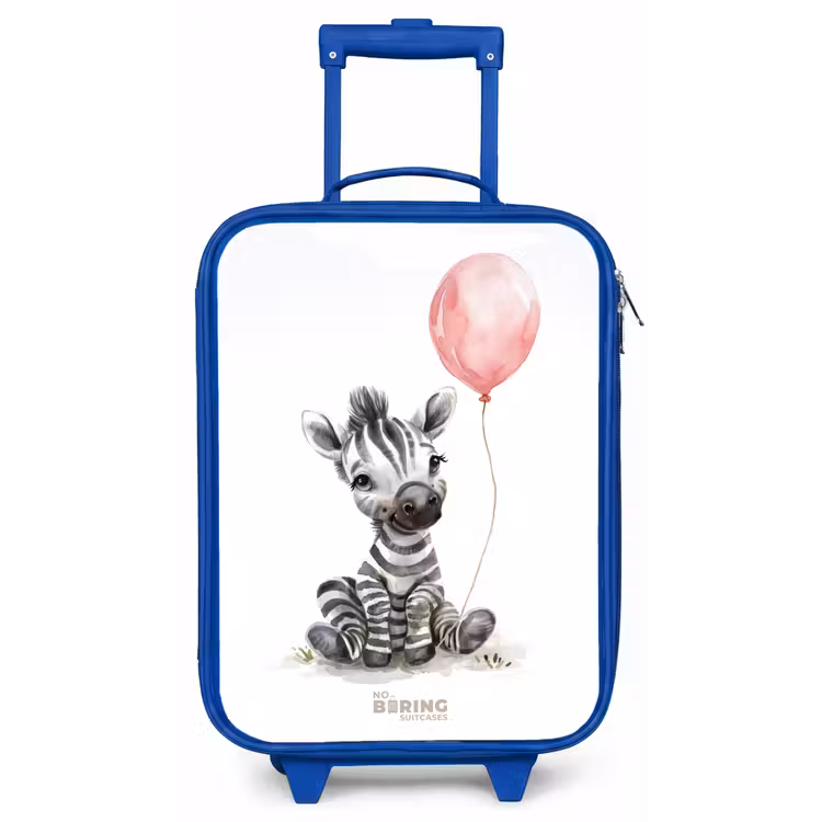 Kinderkoffer - Blauw - Zebra met roze ballon — 1