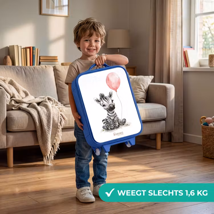 Kinderkoffer - Blauw - Zebra met roze ballon — 2