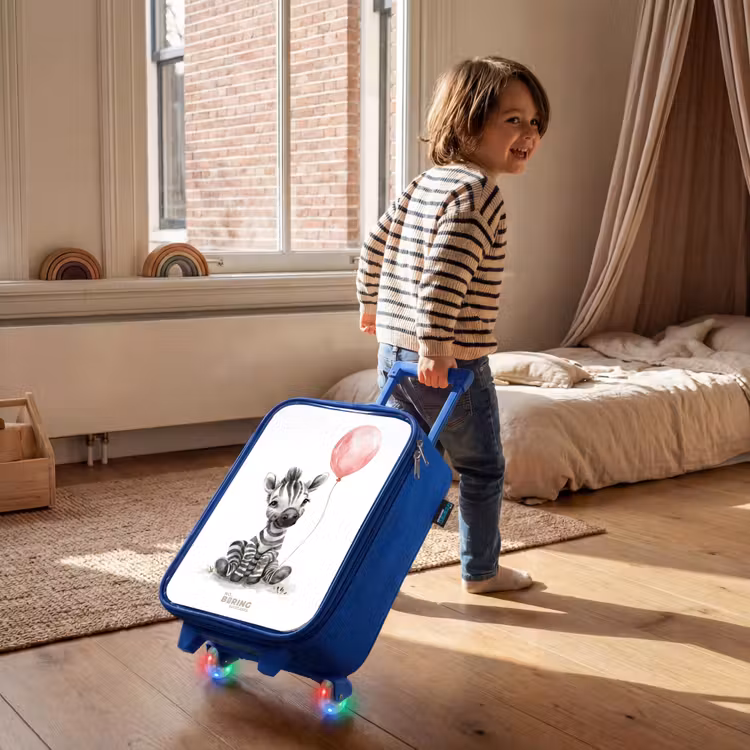 Kinderkoffer - Blauw - Zebra met roze ballon — 3