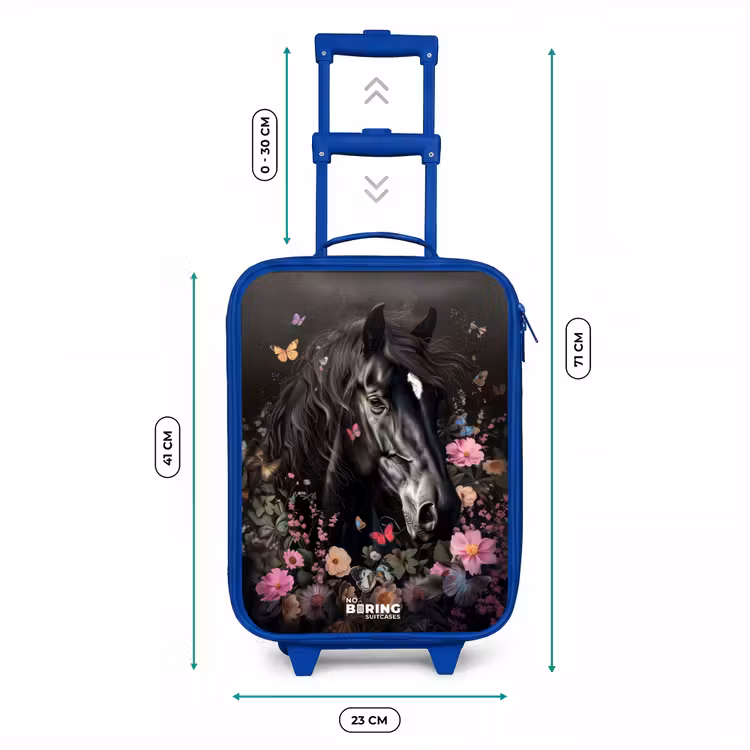 Kinderkoffer - Blauw - Zwart paard in bloei — 6