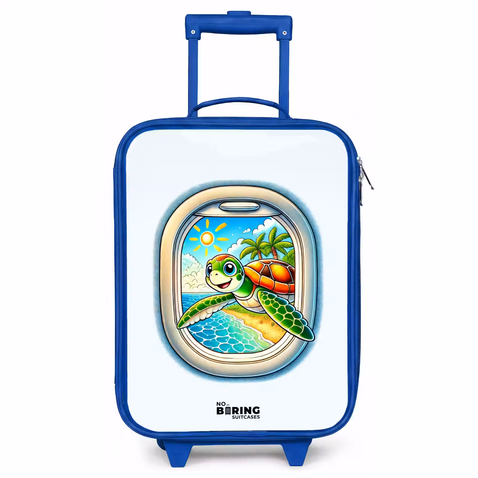 Kinderkoffer - Blauw - Schildpad bij een tropisch strand — 1