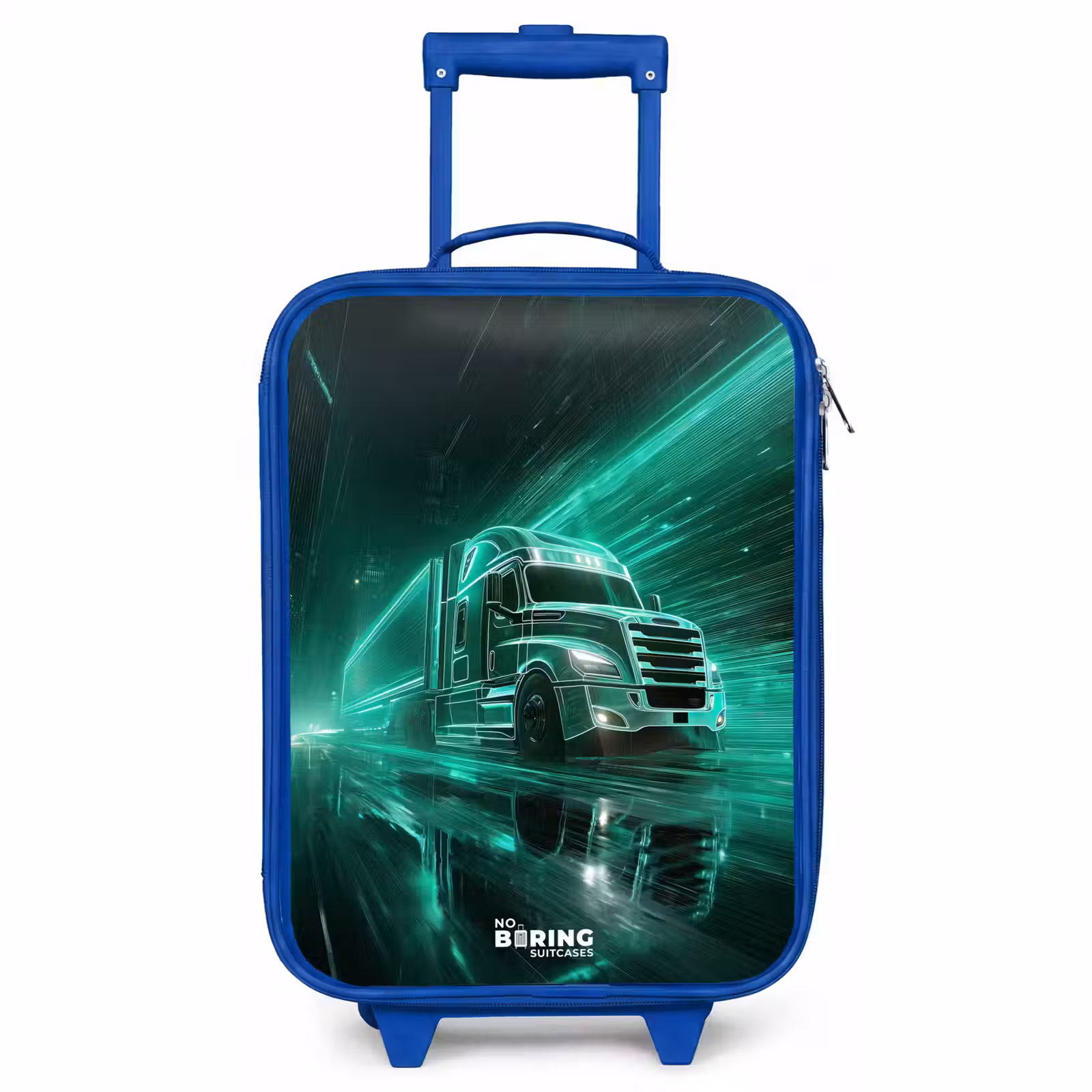 Kinderkoffer - Blauw - Vrachtwagen - Neon - Groen - Stad — 1