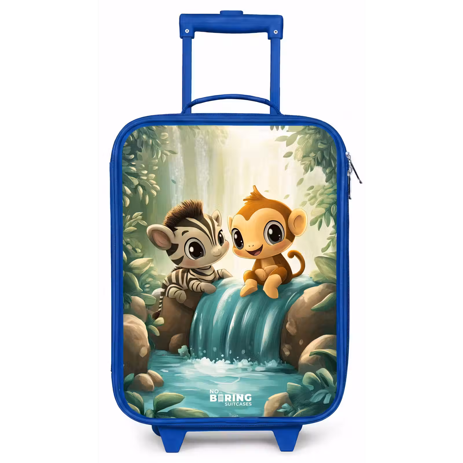 Kinderkoffer - Blauw - Zebra - Aapje - Waterval - Rotsen — 1