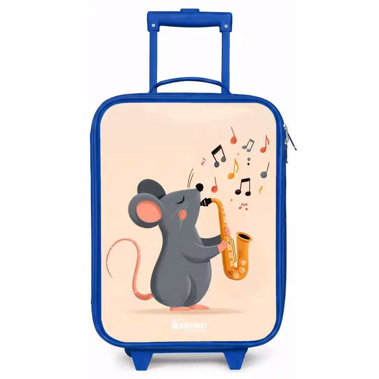 Kinderkoffer - Blauw - Muis - Saxofoon - Muziek — 1