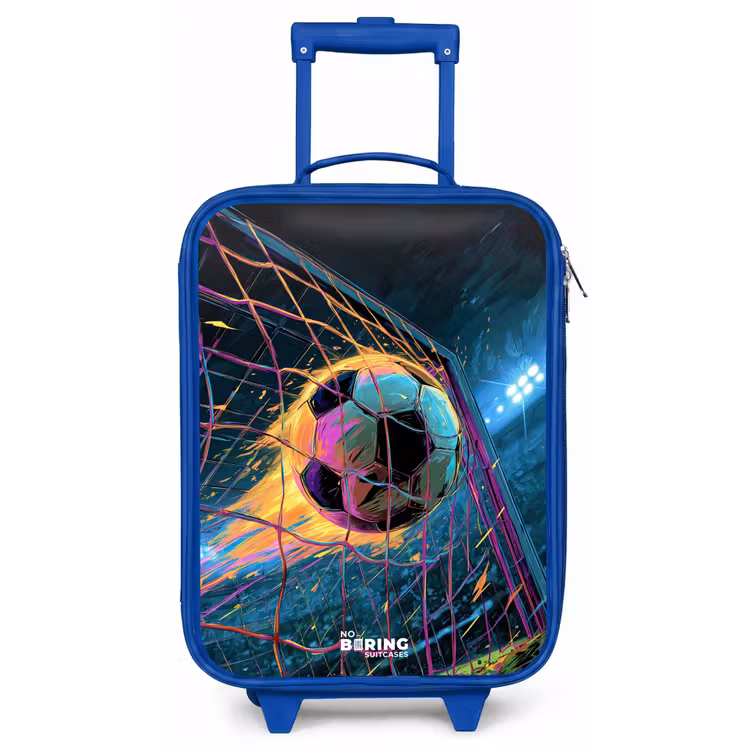 Kinderkoffer - Blauw - Neon - Net - Voetbal - Kleurrijk — 1