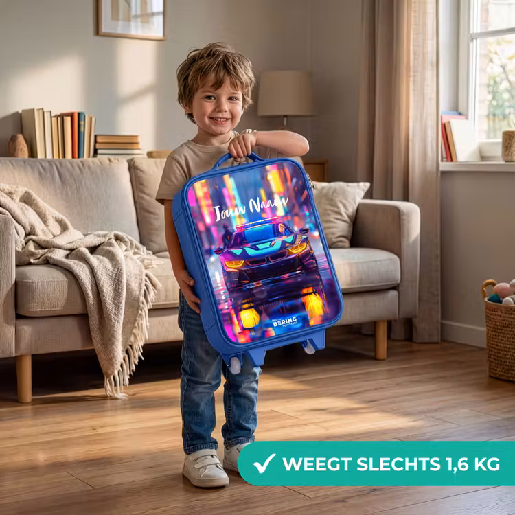Kinderkoffer - Blauw - Neon nightcar — 2