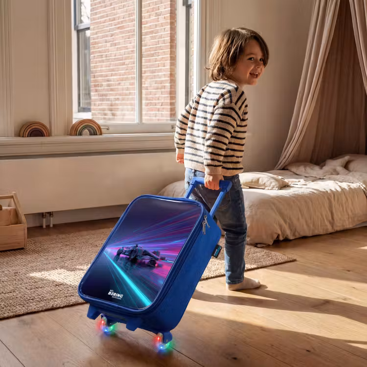 Kinderkoffer - Blauw - Neon - Raceauto - Lichtstrepen - Paars — 3