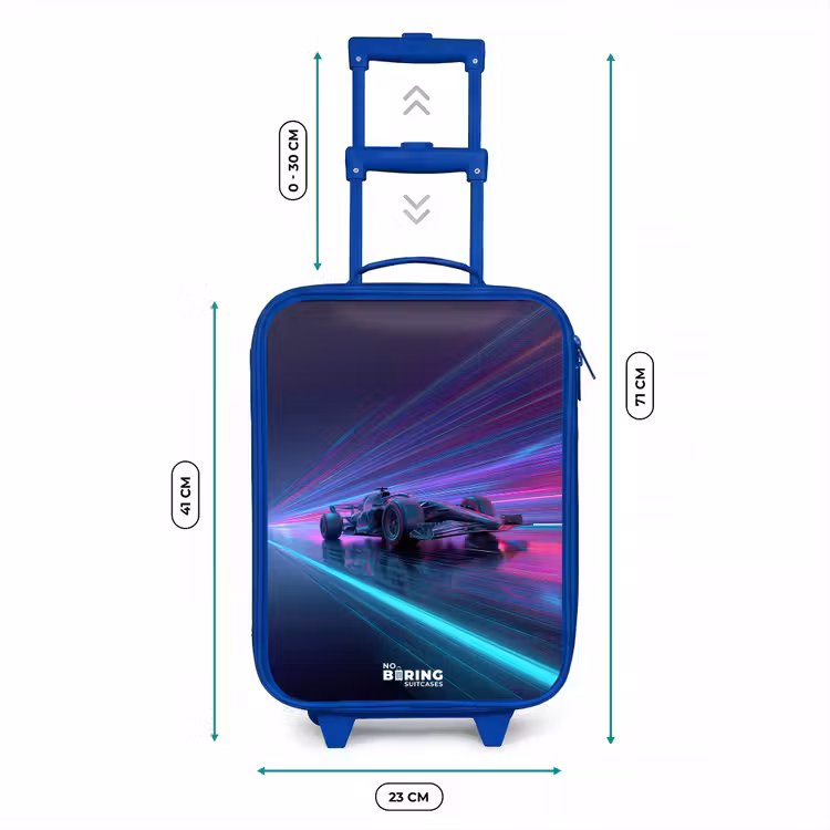 Kinderkoffer - Blauw - Neon - Raceauto - Lichtstrepen - Paars — 6