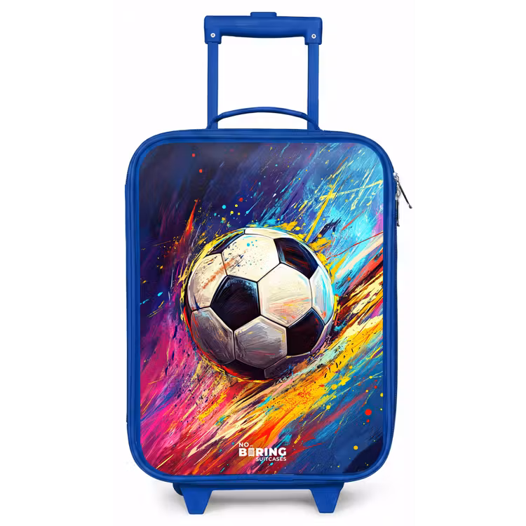 Kinderkoffer - Blauw - Neon - Voetbal - Kleurrijk — 1