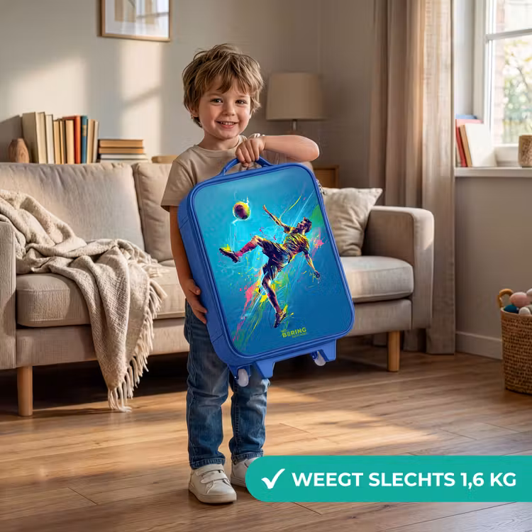 Kinderkoffer - Blauw - Neon - Voetbal - Schop - Kleurrijk — 2