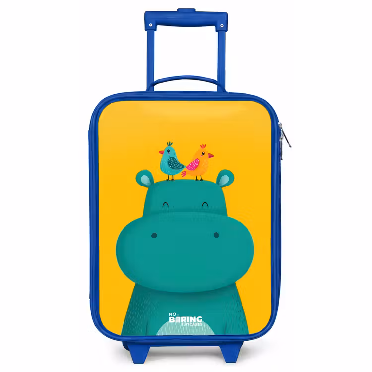 Kinderkoffer - Blauw - Nijlpaard - Vogels - Geel — 1