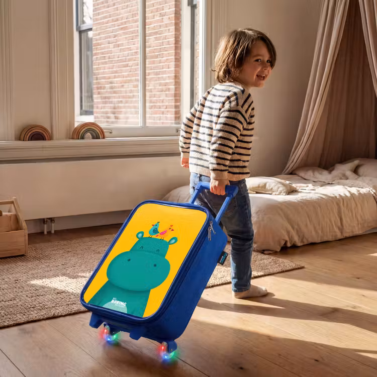 Kinderkoffer - Blauw - Nijlpaard - Vogels - Geel — 3