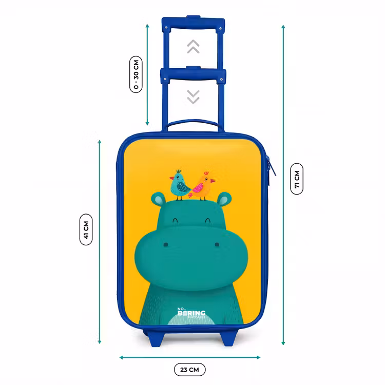 Kinderkoffer - Blauw - Nijlpaard - Vogels - Geel — 6