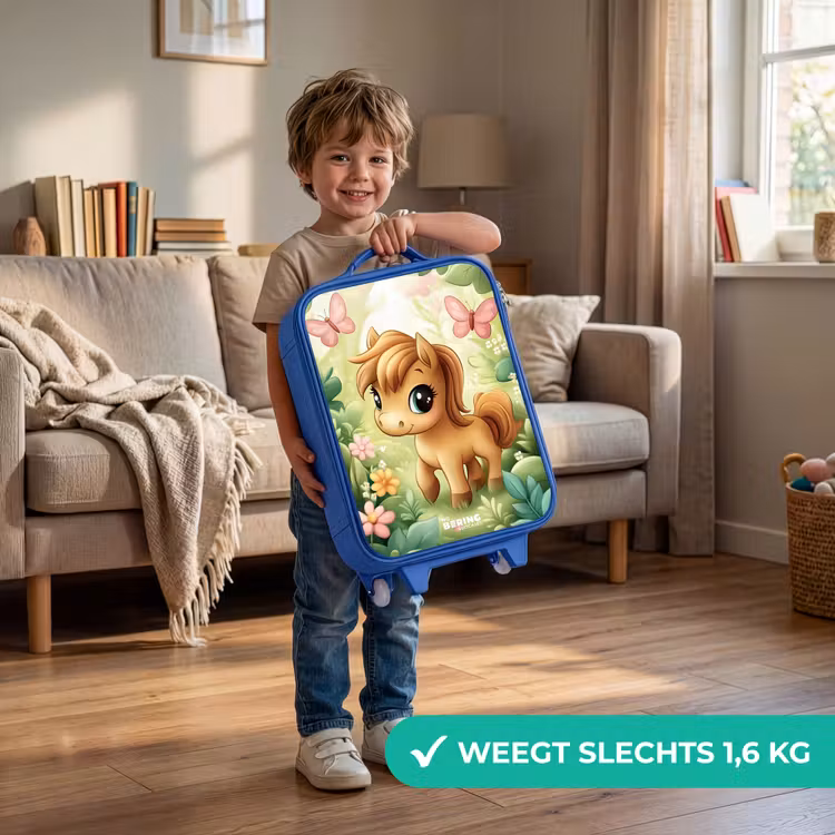 Kinderkoffer - Blauw - Paard - Bloemen - Vlinders — 2