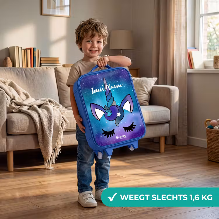 Kinderkoffer - Blauw - Paarse eenhoorn — 2