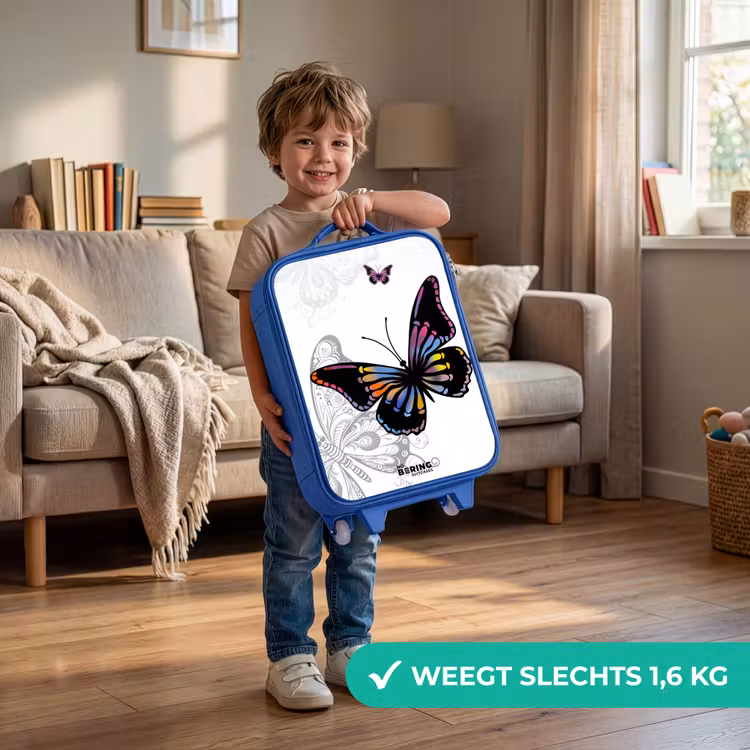 Kinderkoffer - Blauw - Petal papillon — 2
