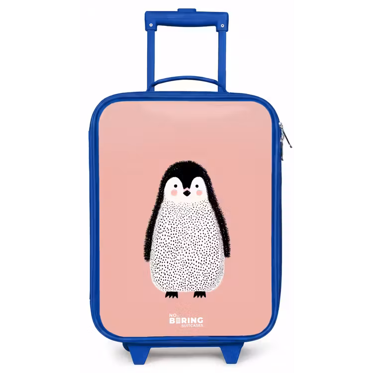Kinderkoffer - Blauw - Pinguïn - Stippen - Roze - Minimalistisch — 1