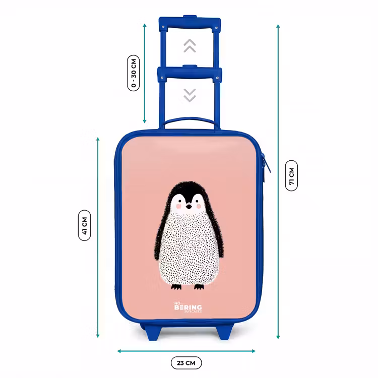 Kinderkoffer - Blauw - Pinguïn - Stippen - Roze - Minimalistisch — 6