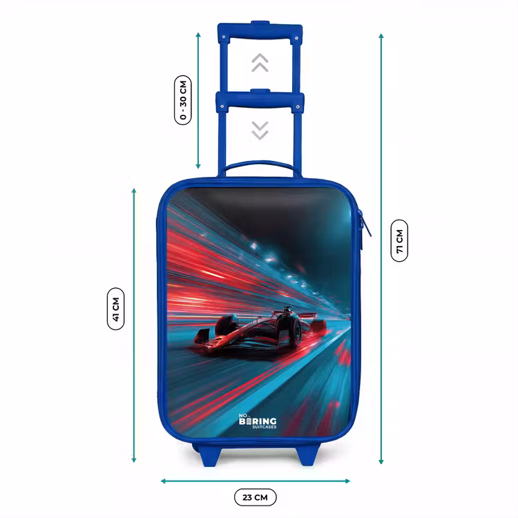 Kinderkoffer - Blauw - Raceauto - Baan - Neon - Verlichting — 6