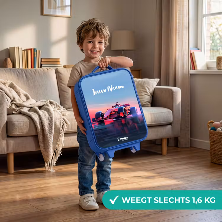 Kinderkoffer - Blauw - Rode racer — 2