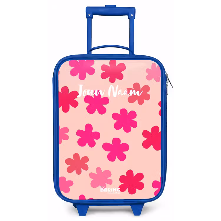 Kinderkoffer - Blauw - Roze bloemen — 1