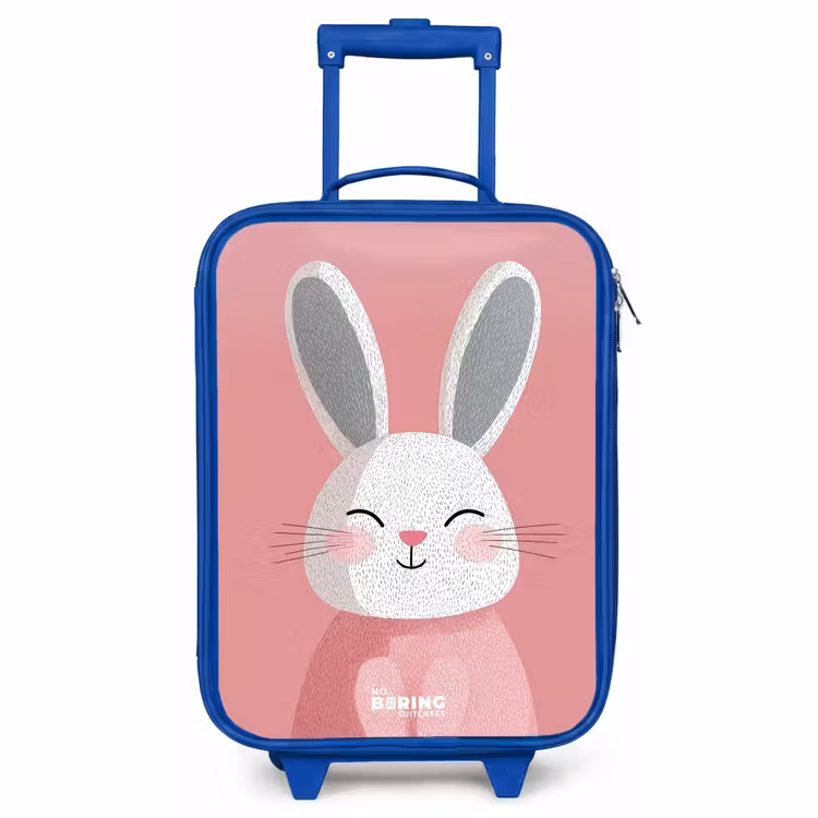 Kinderkoffer - Blauw - Roze - Konijn - Glimlach - Illustratie — 1