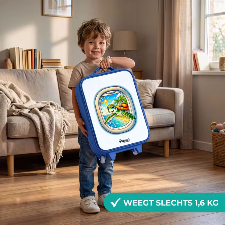 Kinderkoffer - Blauw - Schildpad bij een tropisch strand — 2