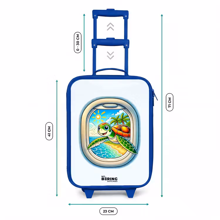 Kinderkoffer - Blauw - Schildpad bij een tropisch strand — 6