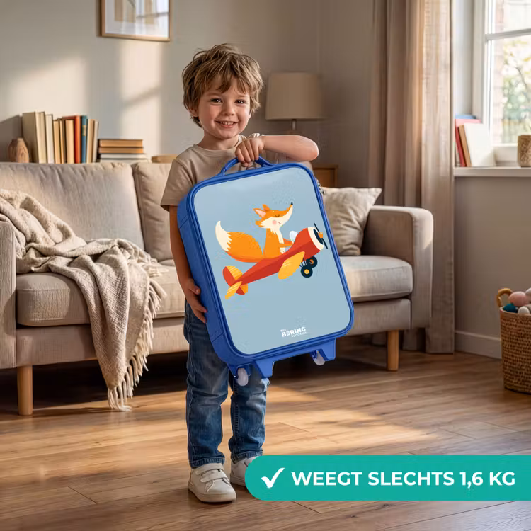 Kinderkoffer - Blauw - Vos - Vliegtuig - Vliegen — 2